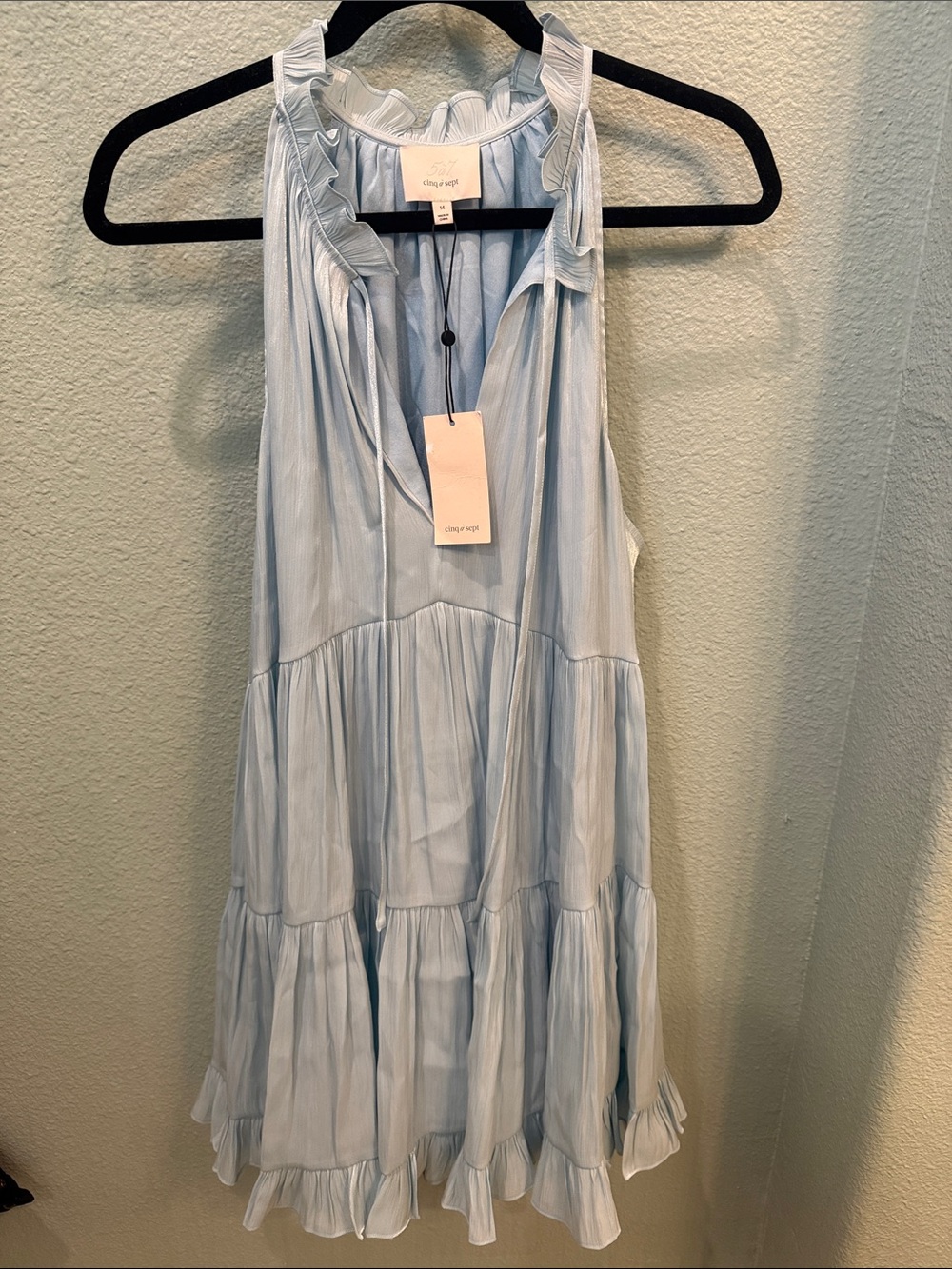Cinq a Sept Blue Tiered Dress Size 14 NWT